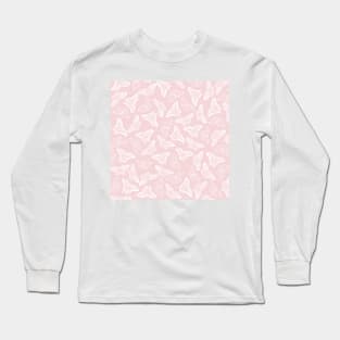 Elegant White Butterflies Pink Design Long Sleeve T-Shirt